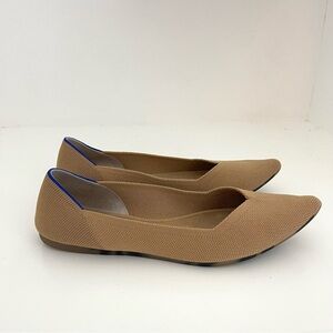 Rothy’s The Point II Wren Tan Neutral Brown Knit Ballet Flats Shoes Size 10